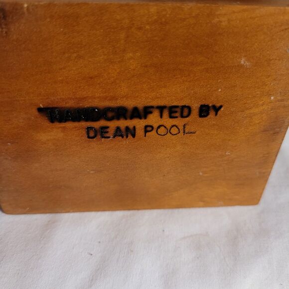 Stained Sm Wood Trinket Box Inlay Teddy Bear Handmade Signed - Picture 8 of 10